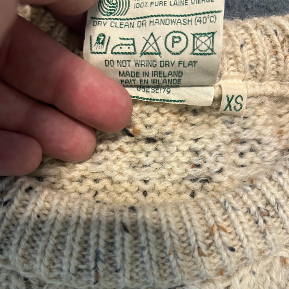 Gaeltarra Irish Wool Cable Knit Fisherman Sweater Pullover Ivory size XS - Picture 2 of 4